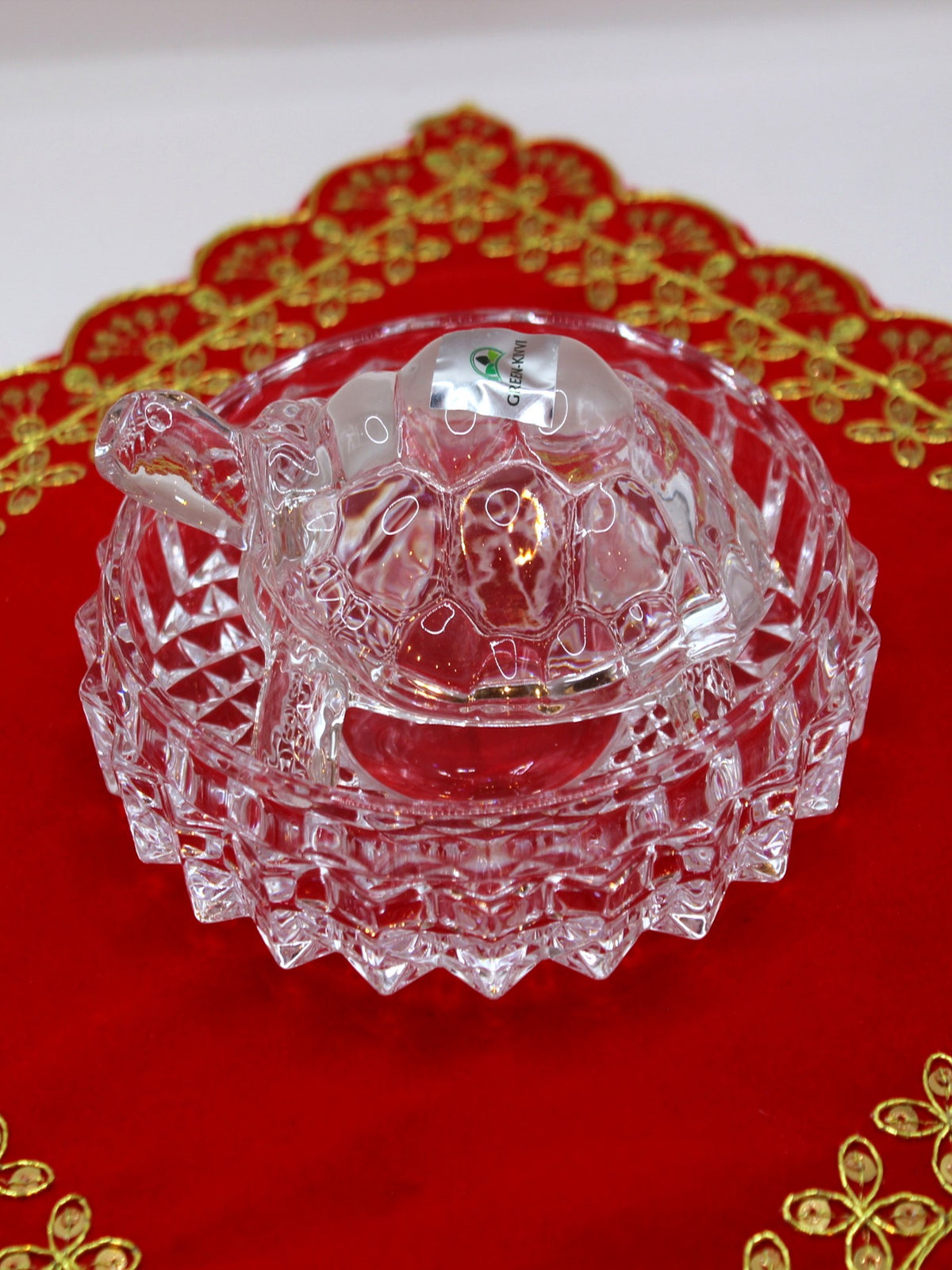 Glass Turtle & Plate Set for Vastu – Diamond Cut Bowl