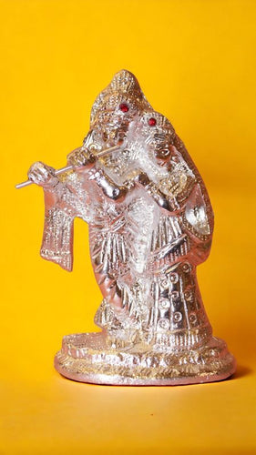 Radha Krishna Idol Showpiece Murti Gifts Home Decor( 6cm x 3.5cm x 2cm) Silver