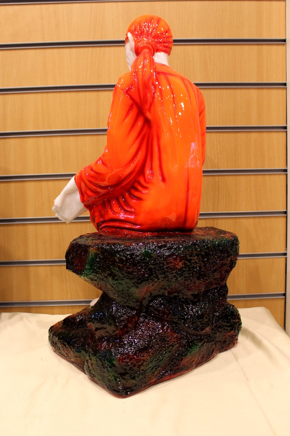 Resin/Fibre Sai Baba Statue for Home Temple – Shirdi Sai in Red Robe, 24 inch