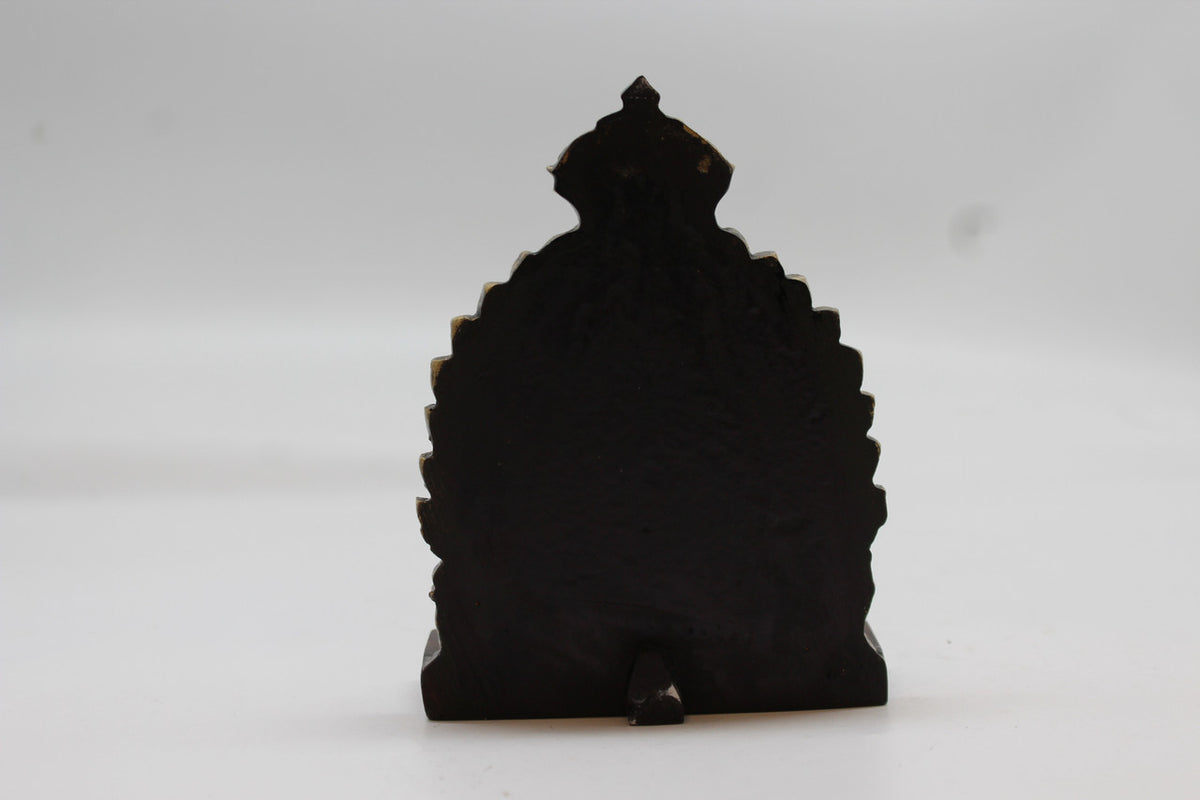 Standing Lord Murugan Idol with Peacock – Temple Arch Base - Red - back view