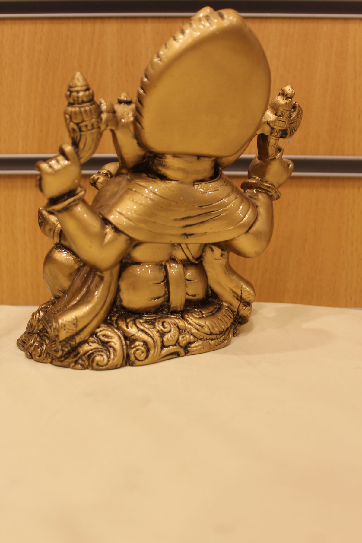 Resin Ganesh Statue – Antique Gold, Seated on Clouds, 6 inch – back view