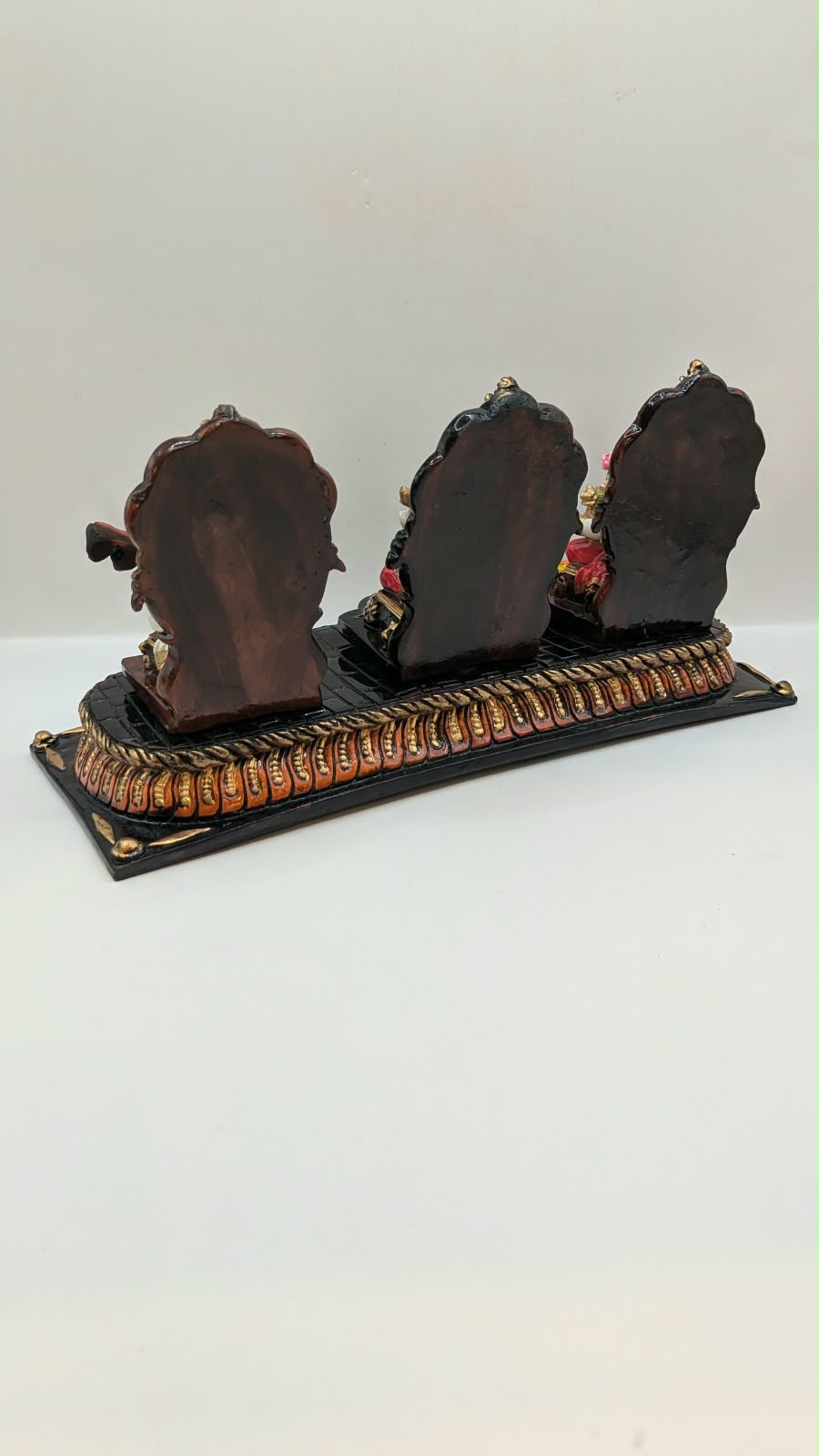 Laxmi Ganesh Saraswati statue set, back view