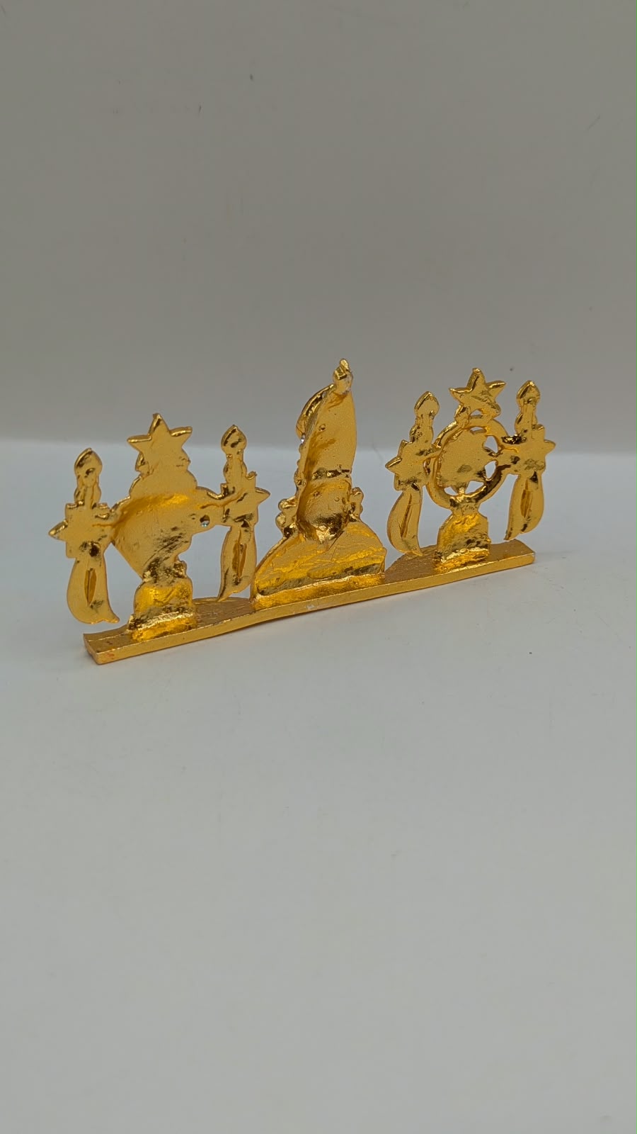 Gold Tirupati Balaji namam with shankh and chakra, back view