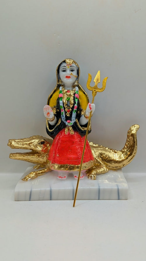 Khodiyar Maa Resin Statue – Red Skirt and Black Chunri, 6 inch