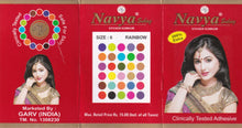 Load image into Gallery viewer, Coloured Bindi round Forehead Tika, Face Jewels Body Art Bollywood Bindis Self Adhesive Stickers Clinically Tested Safe for Skin - Size 3 to Size 10