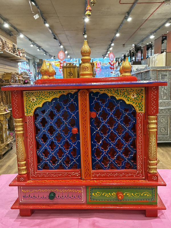 Jaipuri style Rajasthani hand-painted wooden mandir