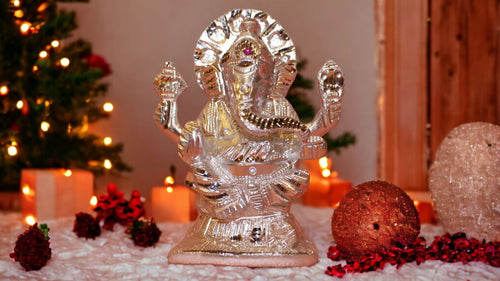 Ganesh Bhagwan Ganesha Statue Ganpati for Home Decor(5.5cm x 3cm x 2.5cm) Silver