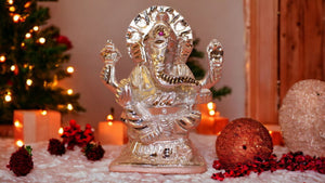 Ganesh Bhagwan Ganesha Statue Ganpati for Home Decor(5.5cm x 3cm x 2.5cm) Silver