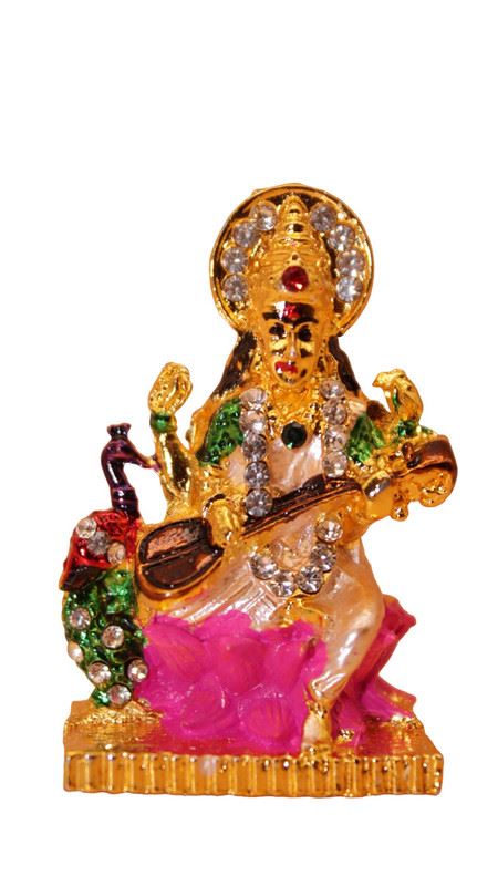 Goddess Saraswati Hindu Goddess of Knowledge & Music Gold