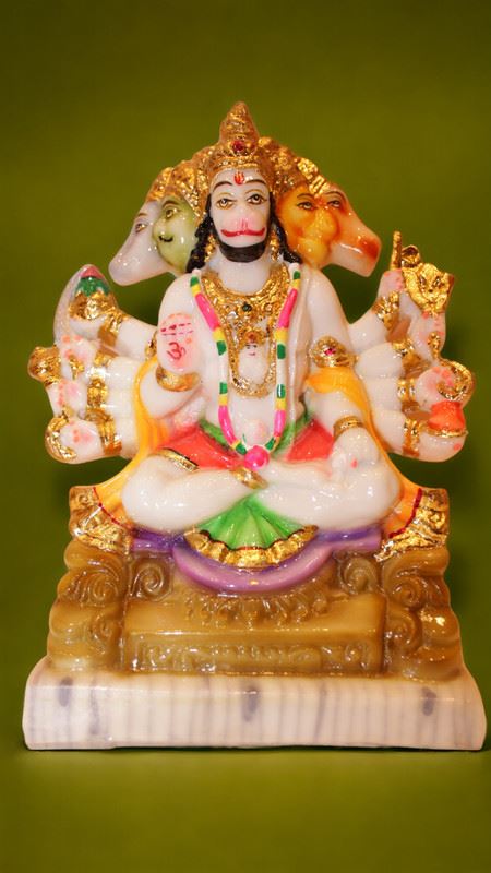 Lord Panchmukhi Hanuman Idol Bajrang Bali Murti (9cm x 5.5cm x 3cm) White
