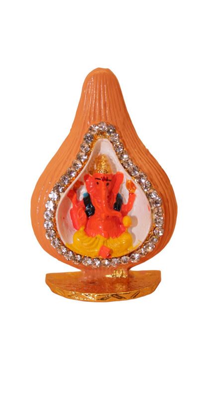 Ganesh Bhagwan Ganesha Statue Ganpati for Home Decor(2cm x 1.3cm x 0.4cm) Orange