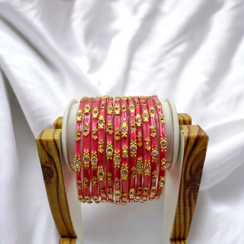 Indian glass bangles set of 12 - Rose