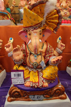 Load image into Gallery viewer, Eco-Friendly Ganesh Visarjan idol, Full Safa Set Golden Mustard &amp; Maroon, front view