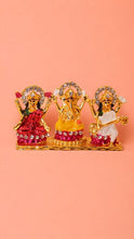 Load image into Gallery viewer, Laxmi,ganesh,saraswati Hindu God fiber idol Gold