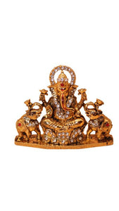 Ganesh Bhagwan Ganesha Statue Ganpati for Home Decor(2.2cm x 2.9cm x 0.5cm) Gold