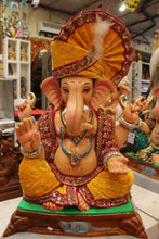 Load image into Gallery viewer, Eco-Friendly Ganesh Visarjan idol, Mustard &amp; Maroon, front view