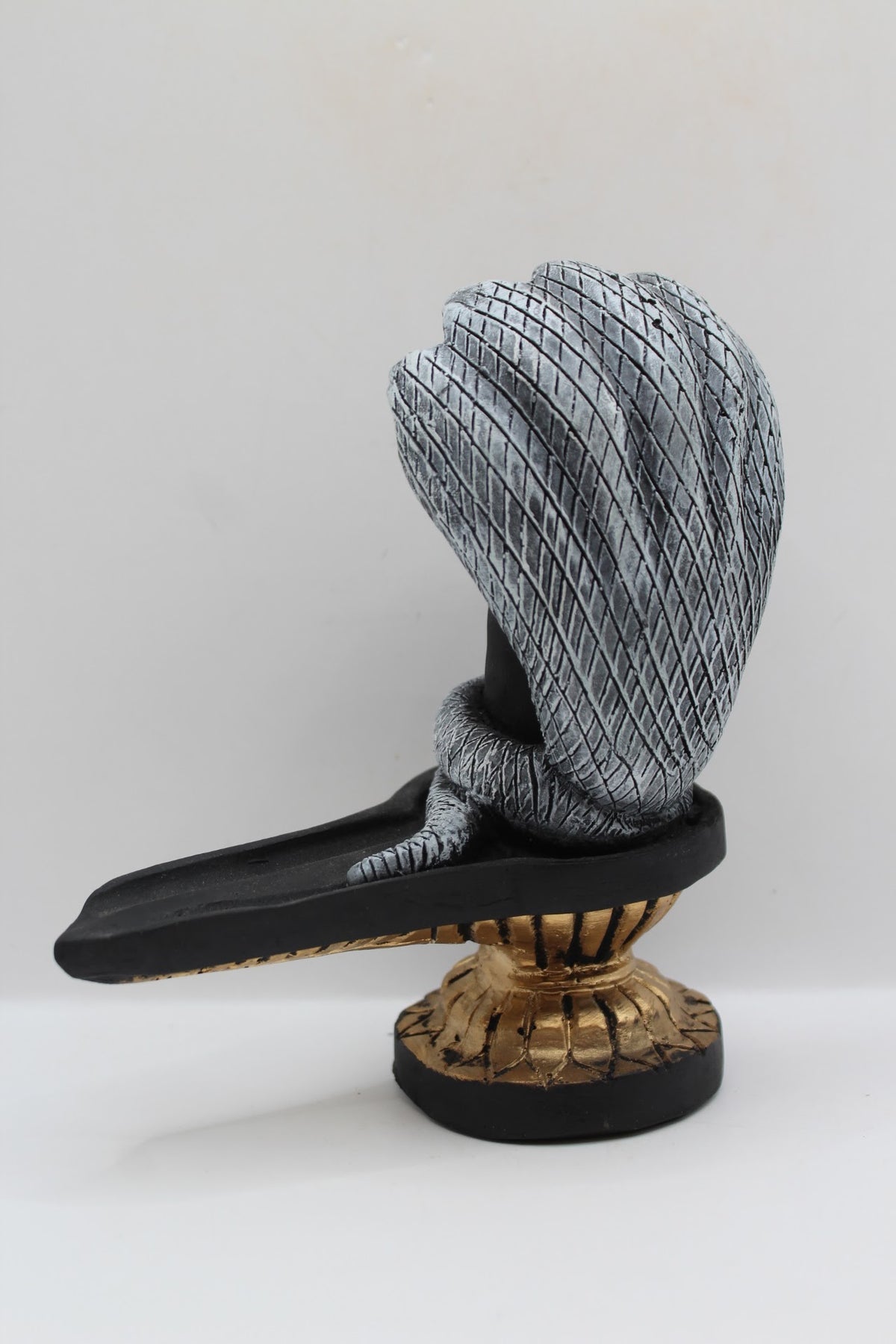 Black resin Shivling with Sheshnaag, back view