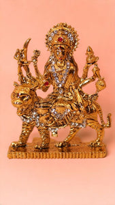 Goddess Ambaji Maa Durga Sitting Idol Statue Gold