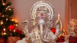 Ganesh Bhagwan Ganesha Statue Ganpati for Home Decor(8.3cm x 5cm x 3.5cm) Silver