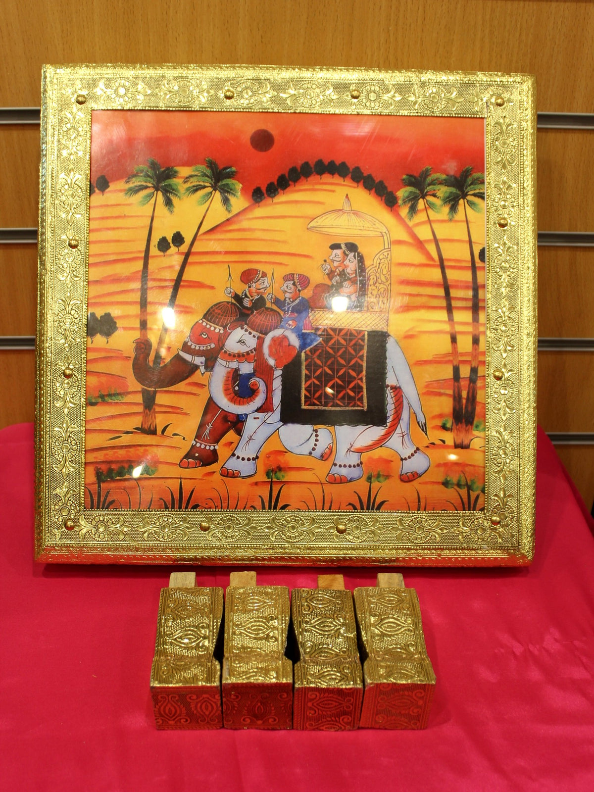 Printed Bajot Pooja Chowki – Rajasthani Elephant, 15 x 15 inch