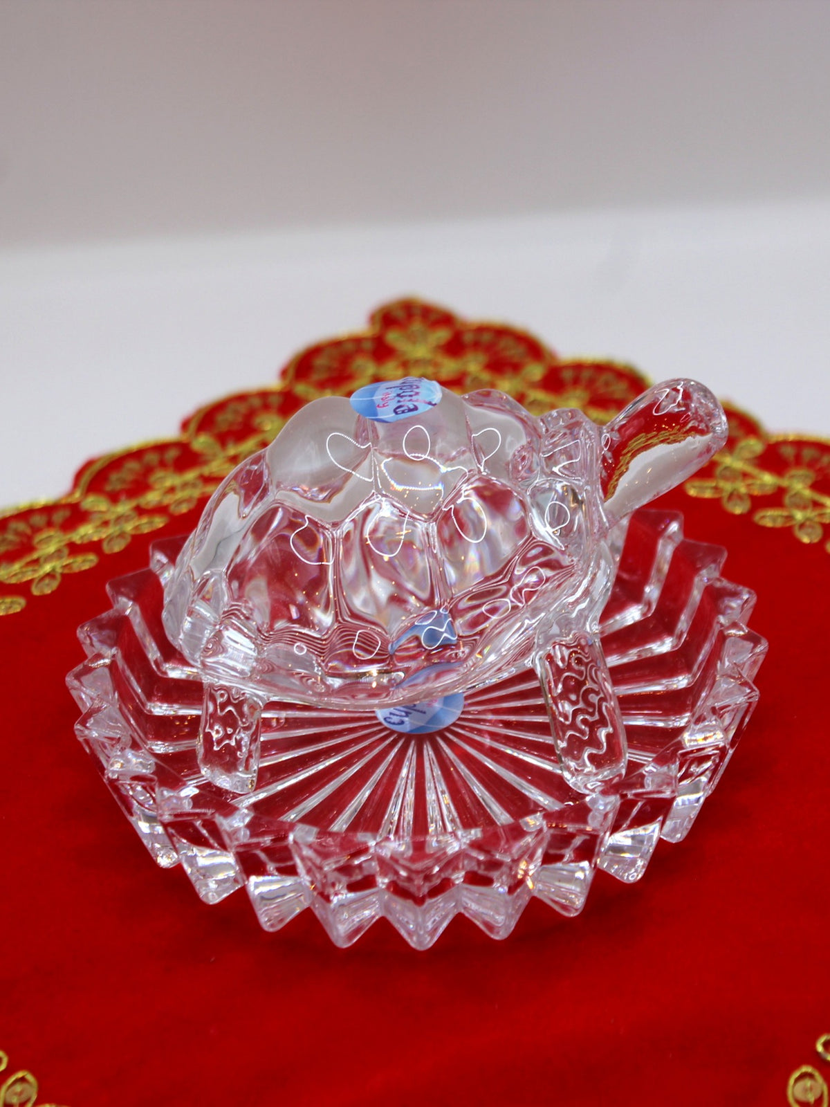 Lead-Free Crystal Turtle & Plate Set for Vastu – Cupola Italy