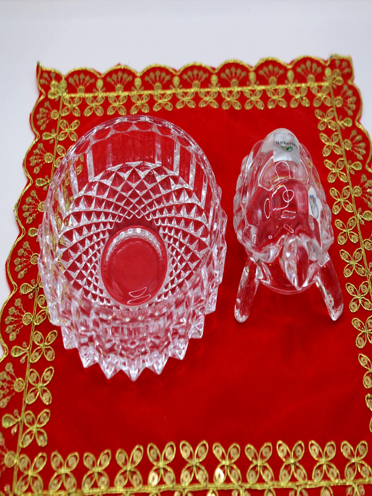 Glass Turtle & Plate Set for Vastu – Diamond Cut Bowl