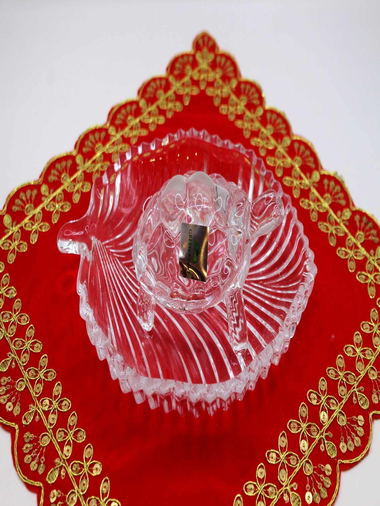 Glass Turtle & Plate Set for Vastu – Leaf Dish