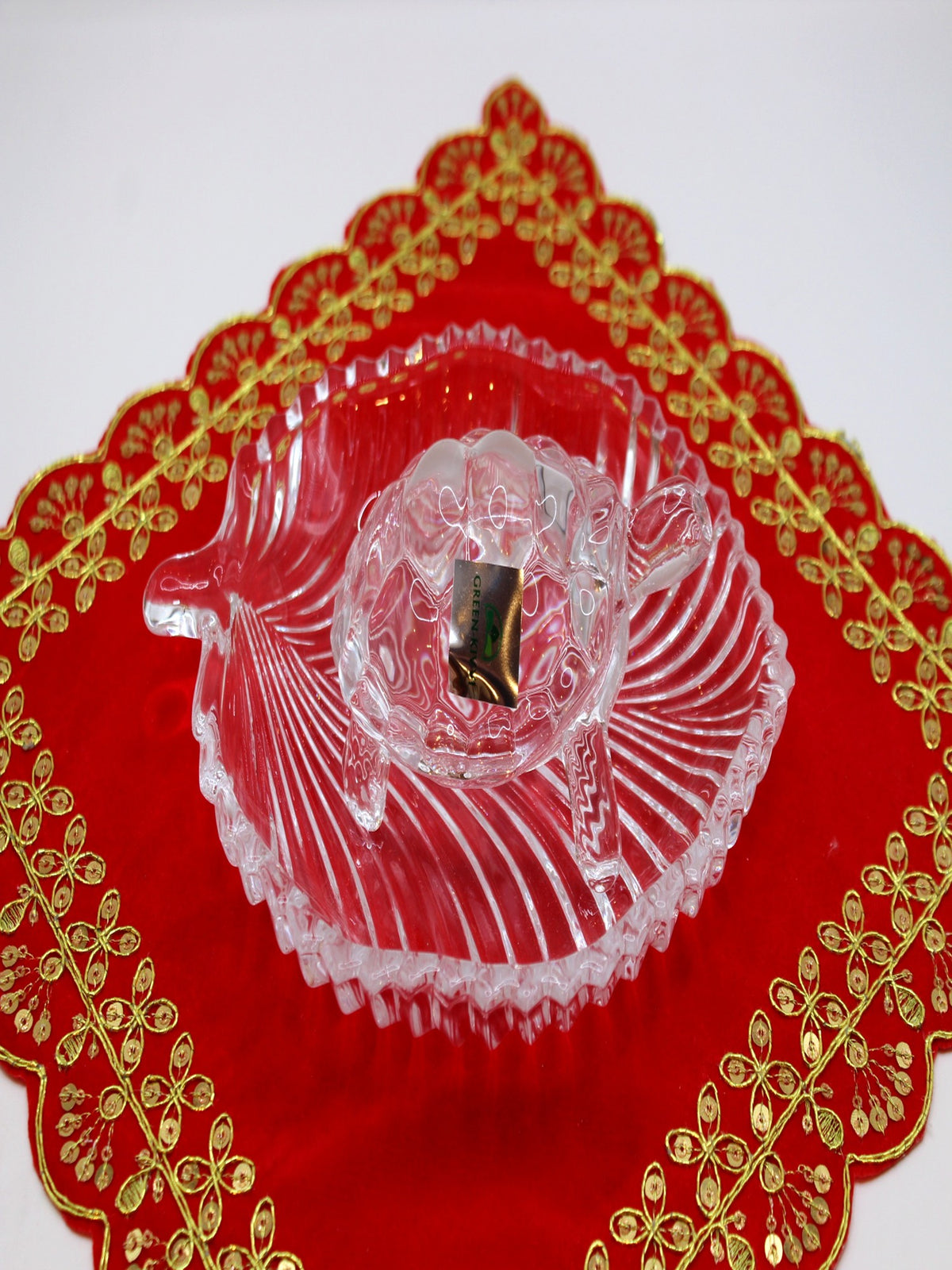 Glass Turtle & Plate Set for Vastu – Leaf Dish