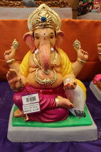 Load image into Gallery viewer, Eco-Friendly Ganesh Visarjan idol, Magenta &amp; Gold, front view