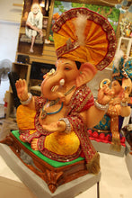 Load image into Gallery viewer, Eco-Friendly Ganesh Visarjan idol, Mustard &amp; Maroon, side view