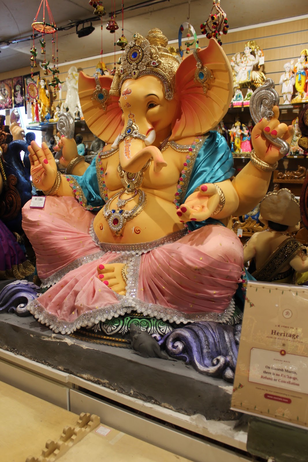POP Ganesh Visarjan Idol – Blush Pink Dhoti on Silver Lotus Base, ~4ft