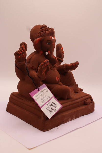 Eco-Friendly Ganesh Visarjan Idol – Natural Terracotta, Relaxed Pose, ~8 inch