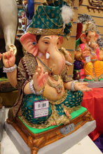 Load image into Gallery viewer, Eco-Friendly Ganesh Visarjan idol, Teal &amp; Maroon, close-up