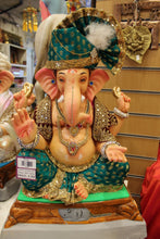 Load image into Gallery viewer, Eco-Friendly Ganesh Visarjan idol, Teal &amp; Maroon, front view 2