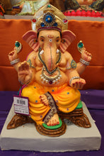Load image into Gallery viewer, Eco-Friendly Ganesh Visarjan idol, Jewellery Style Mustard Yellow, front view