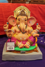 Load image into Gallery viewer, Eco-Friendly Ganesh Visarjan idol, Jewellery Style Magenta &amp; Gold, front view 2