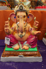 Load image into Gallery viewer, Eco-Friendly Ganesh Visarjan idol, Jewellery Style Magenta &amp; Gold, front view