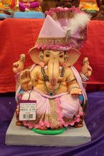 Load image into Gallery viewer, Eco-Friendly Ganesh Visarjan idol, Full Safa Set Pale Pink &amp; Gold, front view