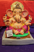 Load image into Gallery viewer, Eco-Friendly Ganesh Visarjan idol, Jewellery Style Magenta &amp; Gold, front view