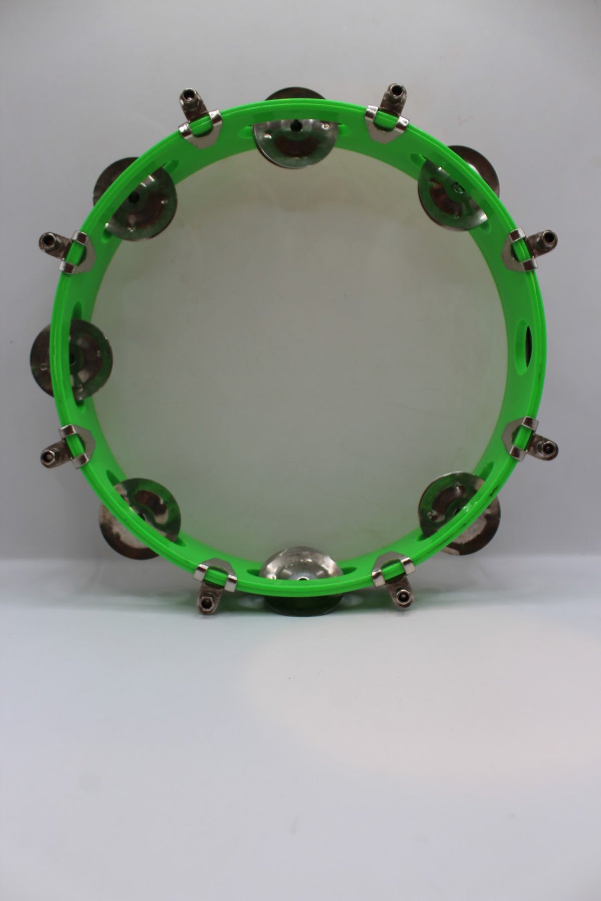 Green khanjari tambourine 9 inch, front view