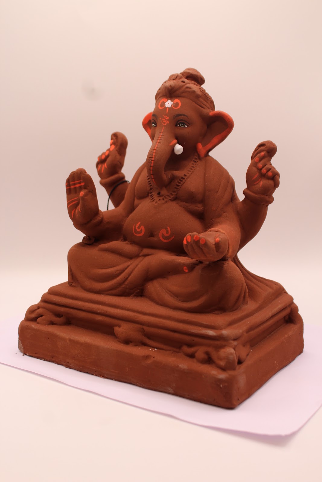 Eco-Friendly Ganesh Visarjan Idol – Natural Terracotta, Topknot, ~8 inch