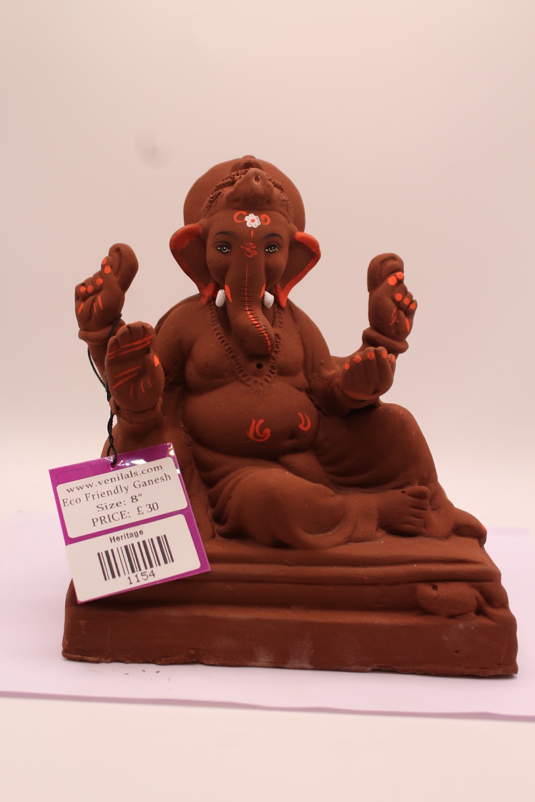 Eco-Friendly Ganesh Visarjan Idol – Natural Terracotta, Relaxed Pose, ~8 inch