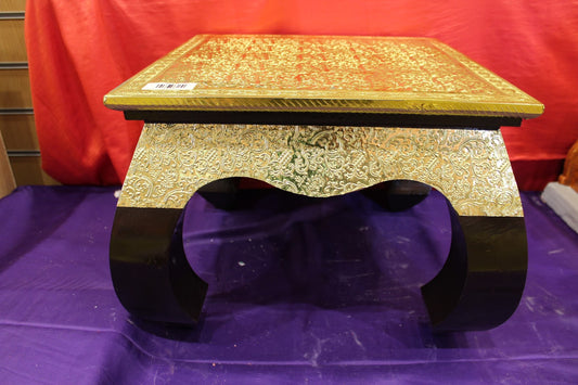 Tall premium gold embossed bajot pooja chowki, 16 x 16 x 12 inch