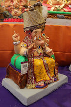 Load image into Gallery viewer, Eco-Friendly Ganesh Visarjan idol, Full Safa Set Cream &amp; Maroon, close-up