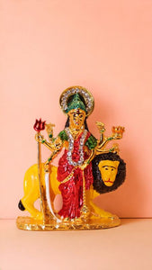 Goddess Ambaji Maa Durga Sitting Idol Statue Gold