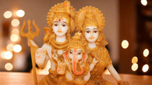 Load image into Gallery viewer, Shiv Parivar Shankar Parvati Ganesha Family Idol ( 10cm x 7cm x 4cm) Gold