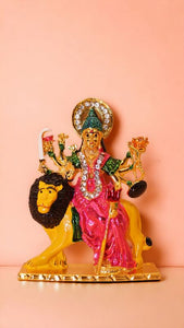 Goddess Ambaji Maa Durga Sitting Idol Statue Gold