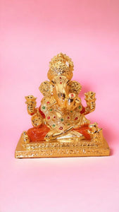 Ganesh Bhagwan Ganesha Statue Ganpati for Home Decor(3.3cm x 3cm x 1.3cm) Gold