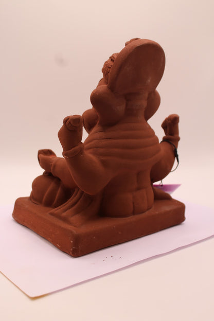 Eco-Friendly Ganesh Visarjan Idol – Natural Terracotta, Halo Crown, ~8 inch