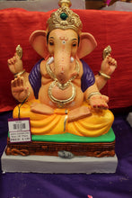 Load image into Gallery viewer, Eco-Friendly Ganesh Visarjan idol, Violet &amp; Gold, front view 2